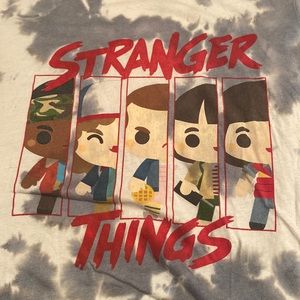 Grey and White Stranger Things Graphics Tee